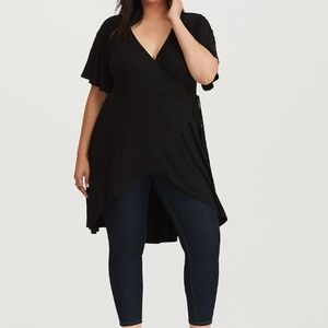 Torrid Black Crochet Trim Wrap Tunic